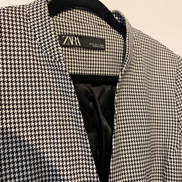 ZARA HOUNDSTOOTH BELTED BLAZER - Picture 6 of 7